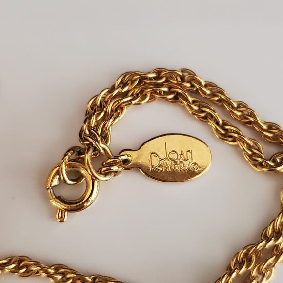 Joan Rivers Pave Crystal Egg Pendant Necklace‎ Gold Plated Vintage Long Chain - Picture 9 of 10